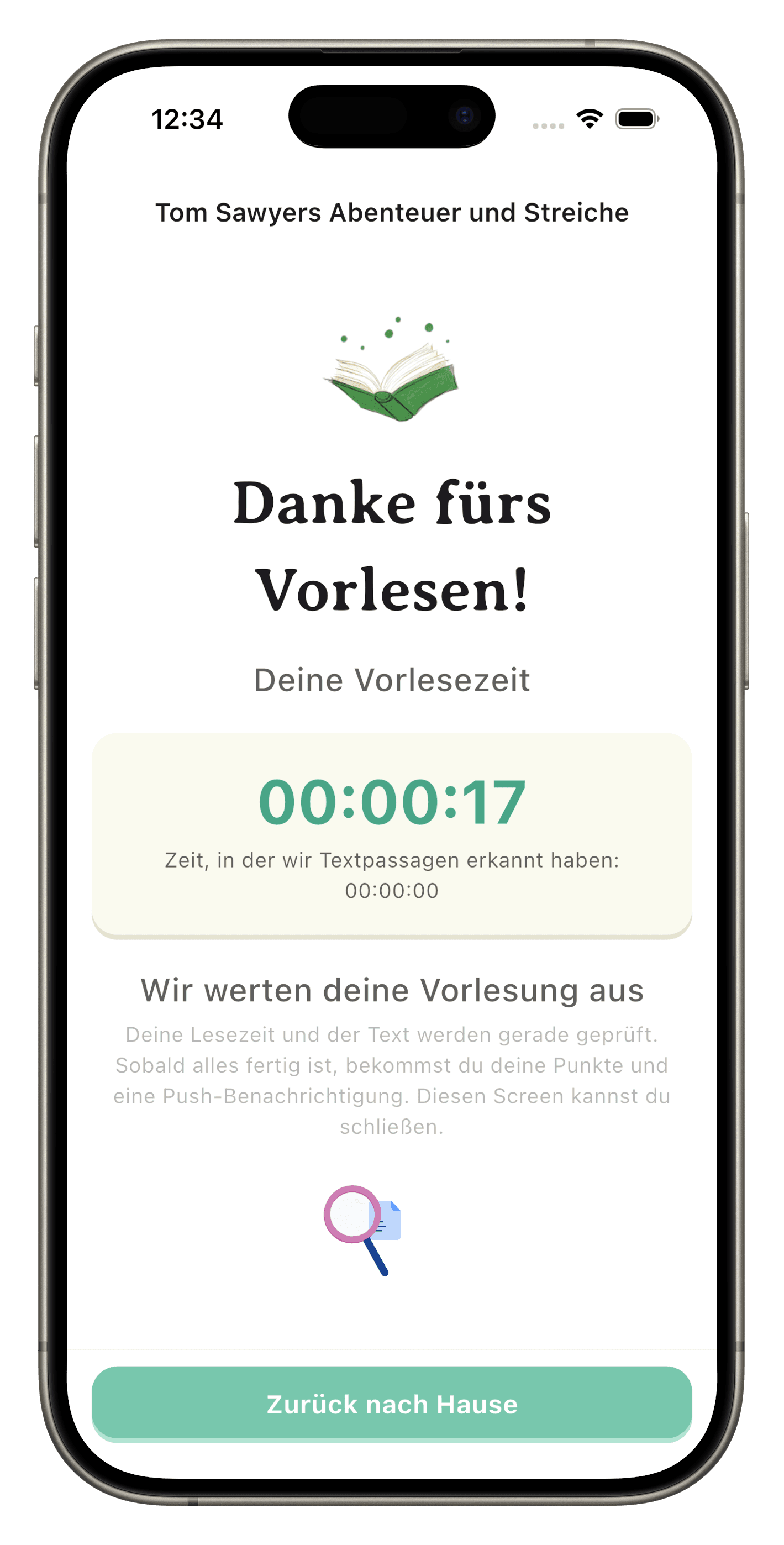Abschluss einer Vorleserunde in der BookPlay App