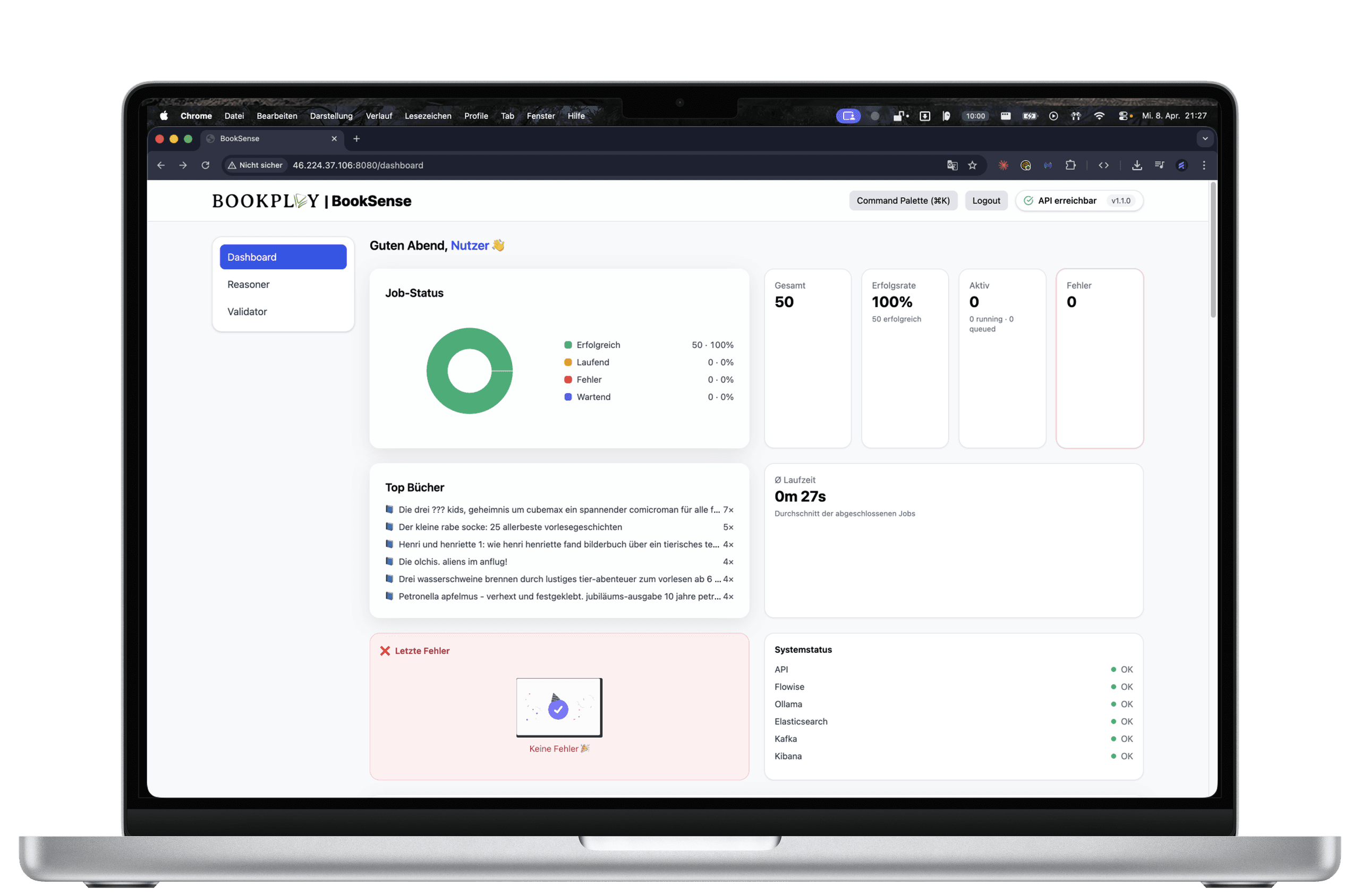 Dashboard von BookSense AI